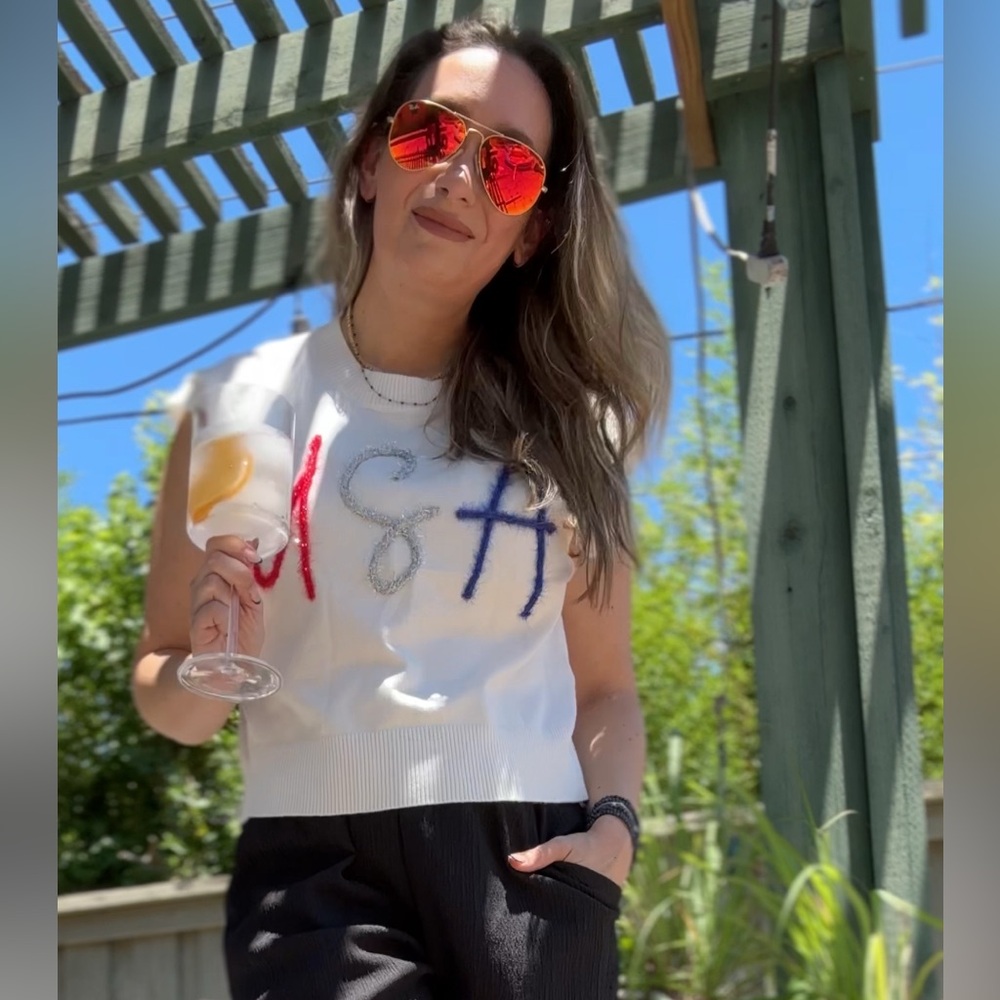 U.S.A. embroidered sweater vest